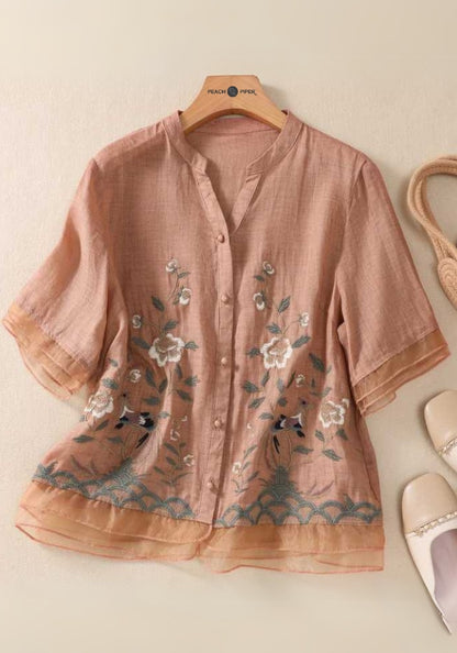 Botanic Melody Embroidered Soft Structure Top Shirt